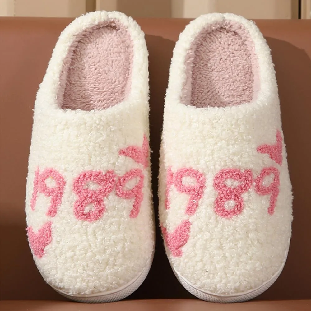 Cartoon Slippers for Women Men, Soft Fluffy Warm Lightweight Non-Slip Cute House Slippers Slip-On Cozy Indoor Outdoor Heart Meet Ne at Night Mushroom Cherry Strawberry Evil Eye Slippers