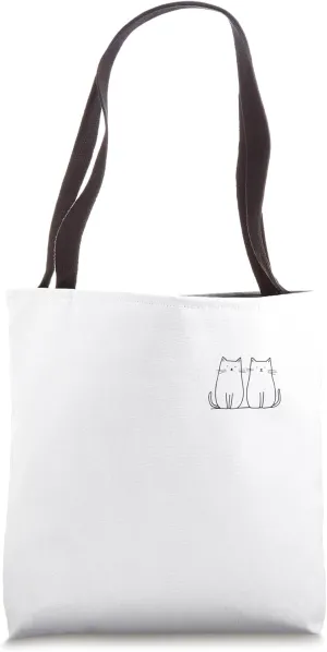 Cat Pocket Minimalism Single Line Art Aesthetic Tote Bag