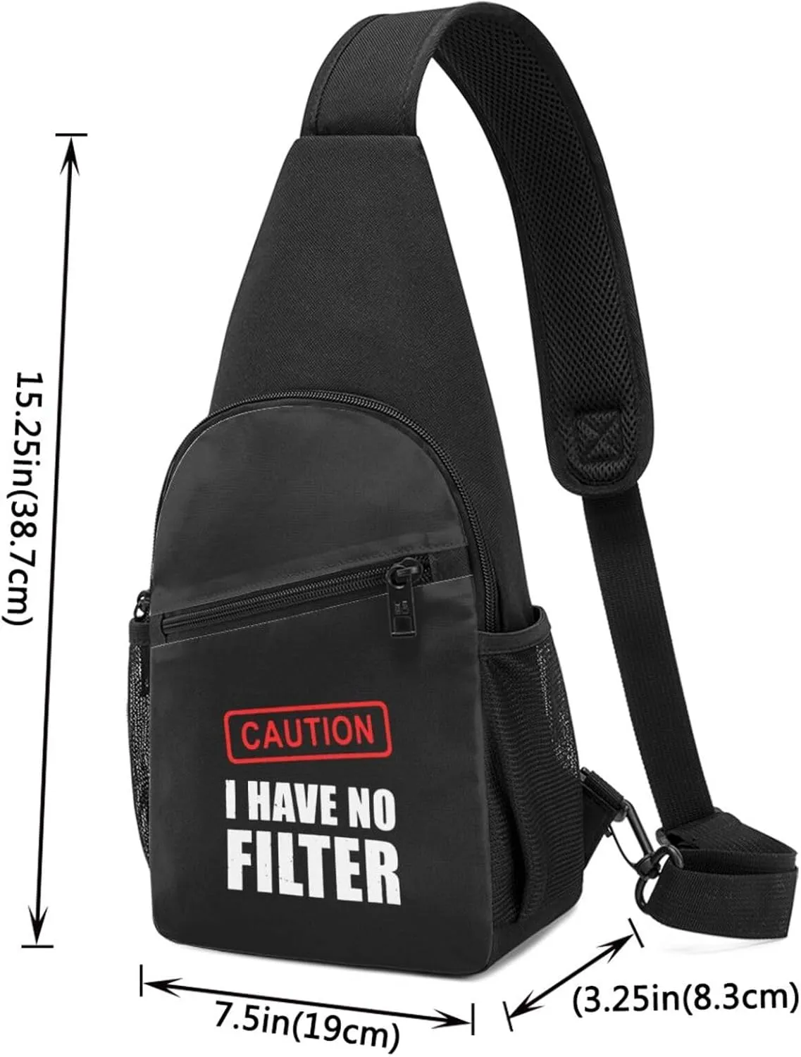 Caution I Have No Filter Unisex Chest Bag Lightweight Crossbody Shoulder Bag Travel Pocket