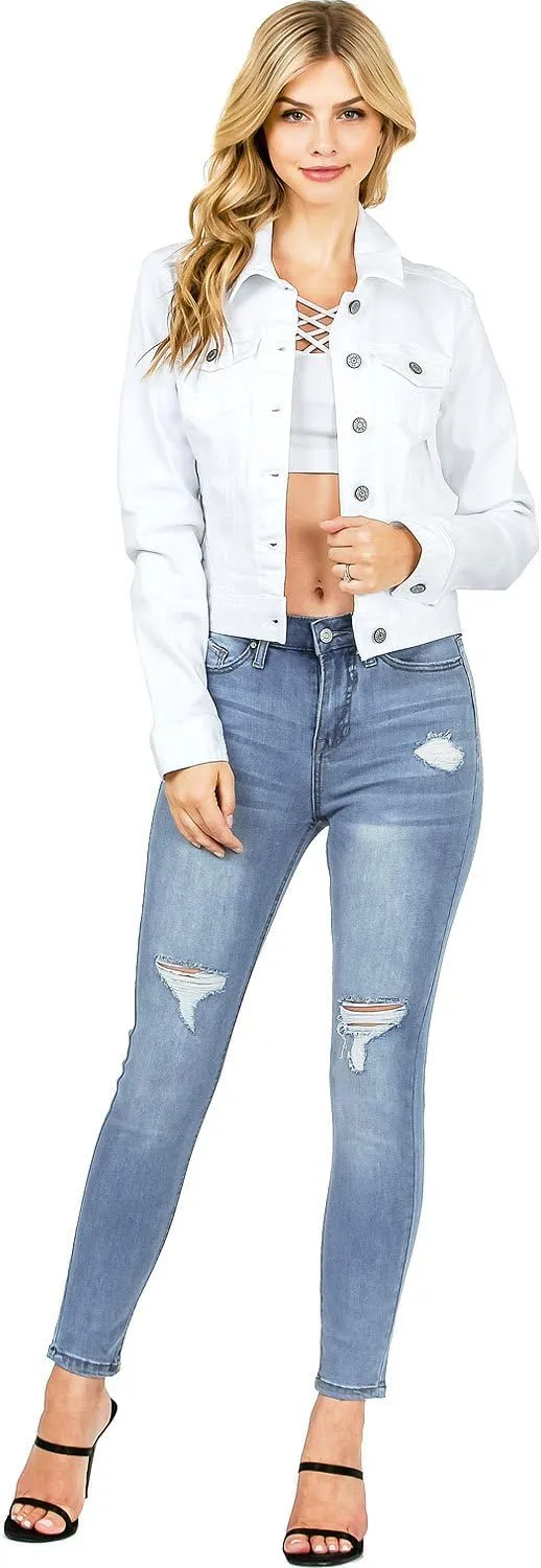 Celebrity Pink Regeneration Women's Juniors Classic Denim Fitted Jean Jacket
