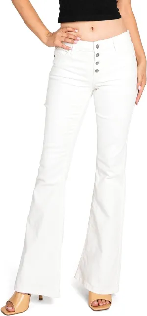 Celebrity Pink Regeneration Women's Juniors Mid Rise Patch Pocket Flare Jeans
