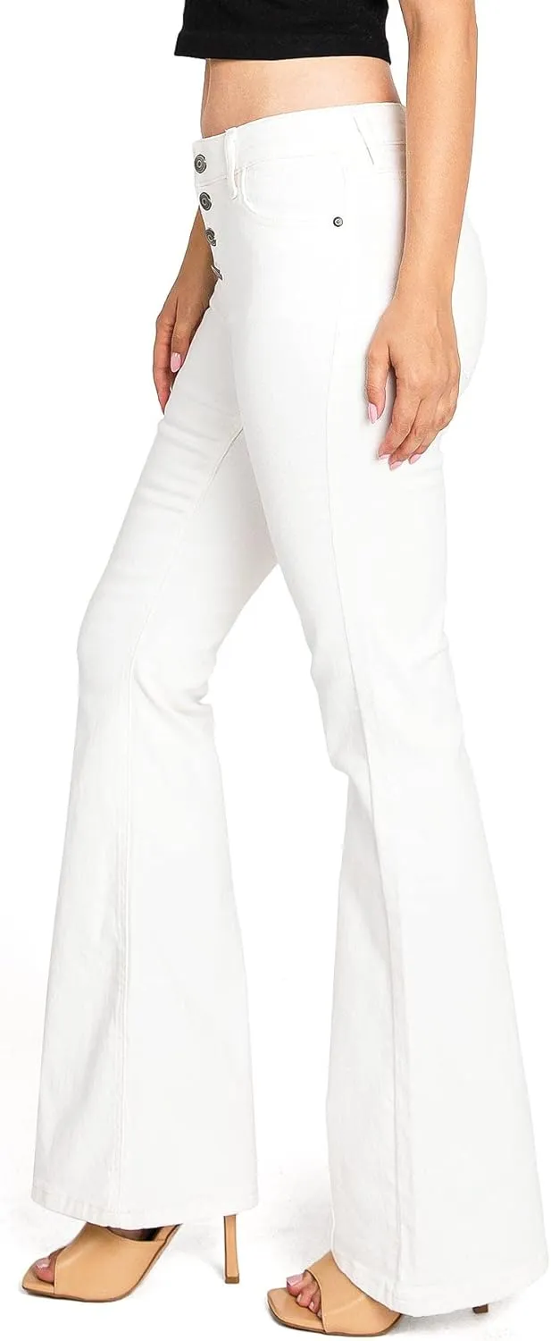 Celebrity Pink Regeneration Women's Juniors Mid Rise Patch Pocket Flare Jeans