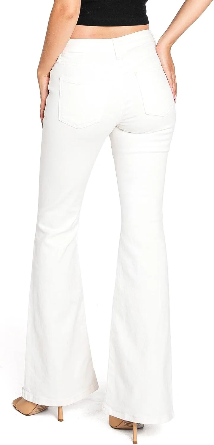 Celebrity Pink Regeneration Women's Juniors Mid Rise Patch Pocket Flare Jeans