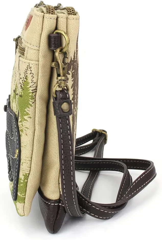 CHALA Double Pocket Xbody Women RFID Protected Canvas Crossody Purse with Adjustable Strap