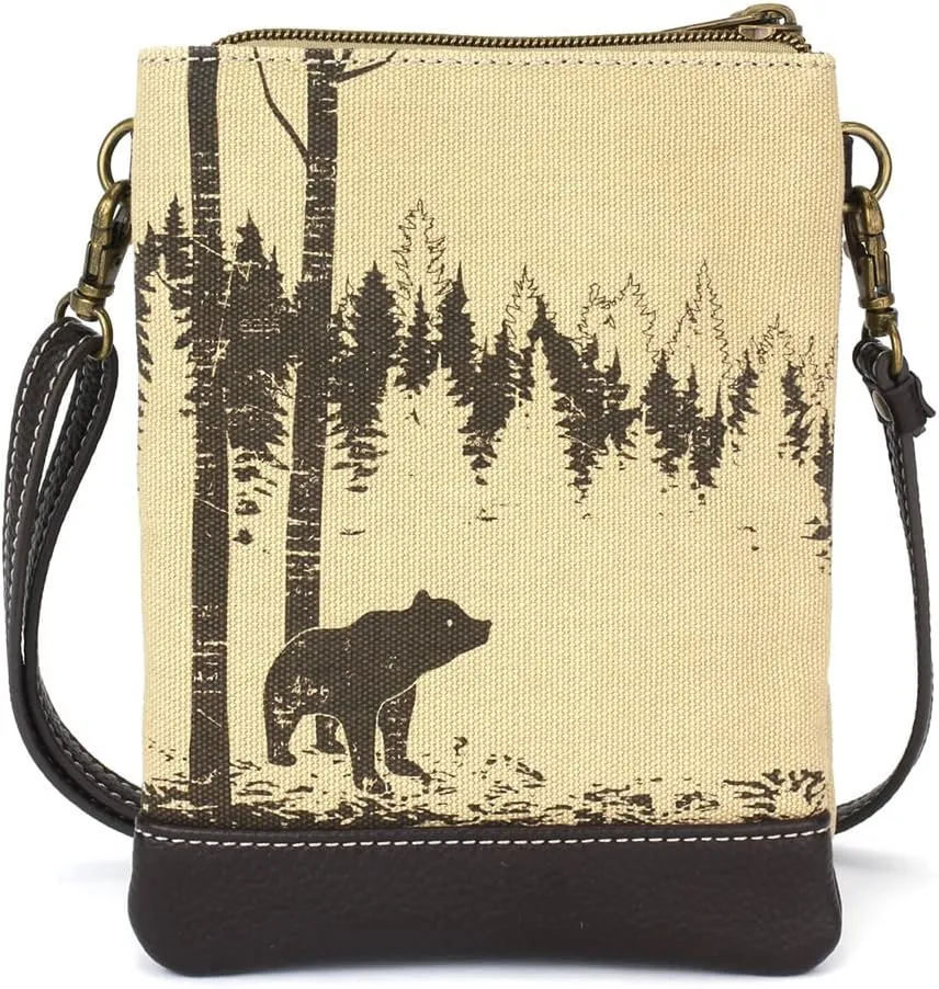 CHALA Double Pocket Xbody Women RFID Protected Canvas Crossody Purse with Adjustable Strap
