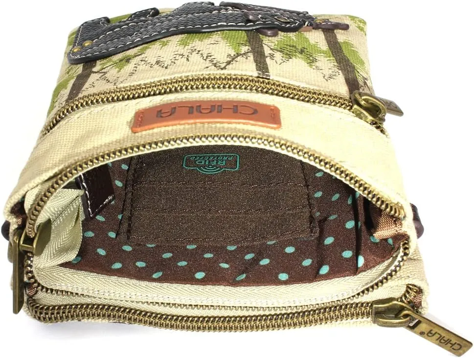 CHALA Double Pocket Xbody Women RFID Protected Canvas Crossody Purse with Adjustable Strap