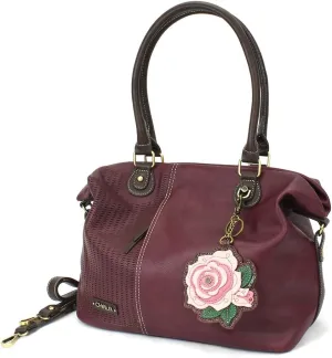 CHALA Laser Cut Crossbody Shoulder bag Tote Bag Faux Leather Plum