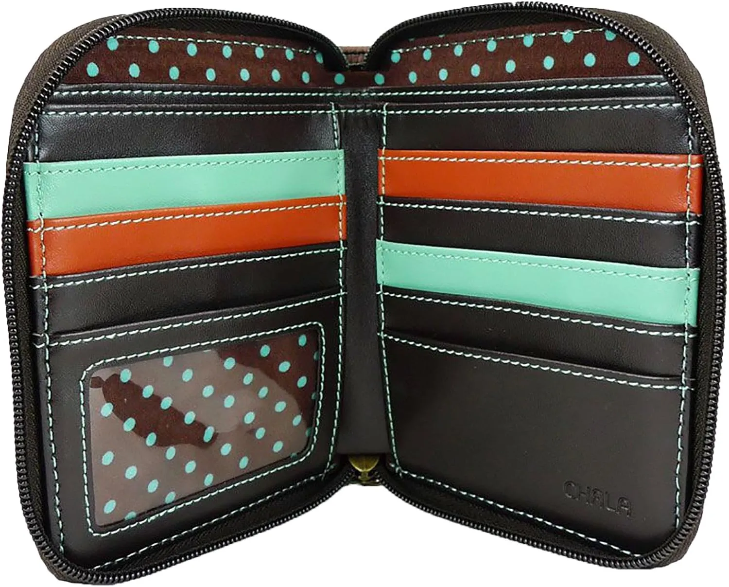 CHALA Zip Around Wallet, Wristlet, 8 Credit Card Slots, Sturdy Pu Leather