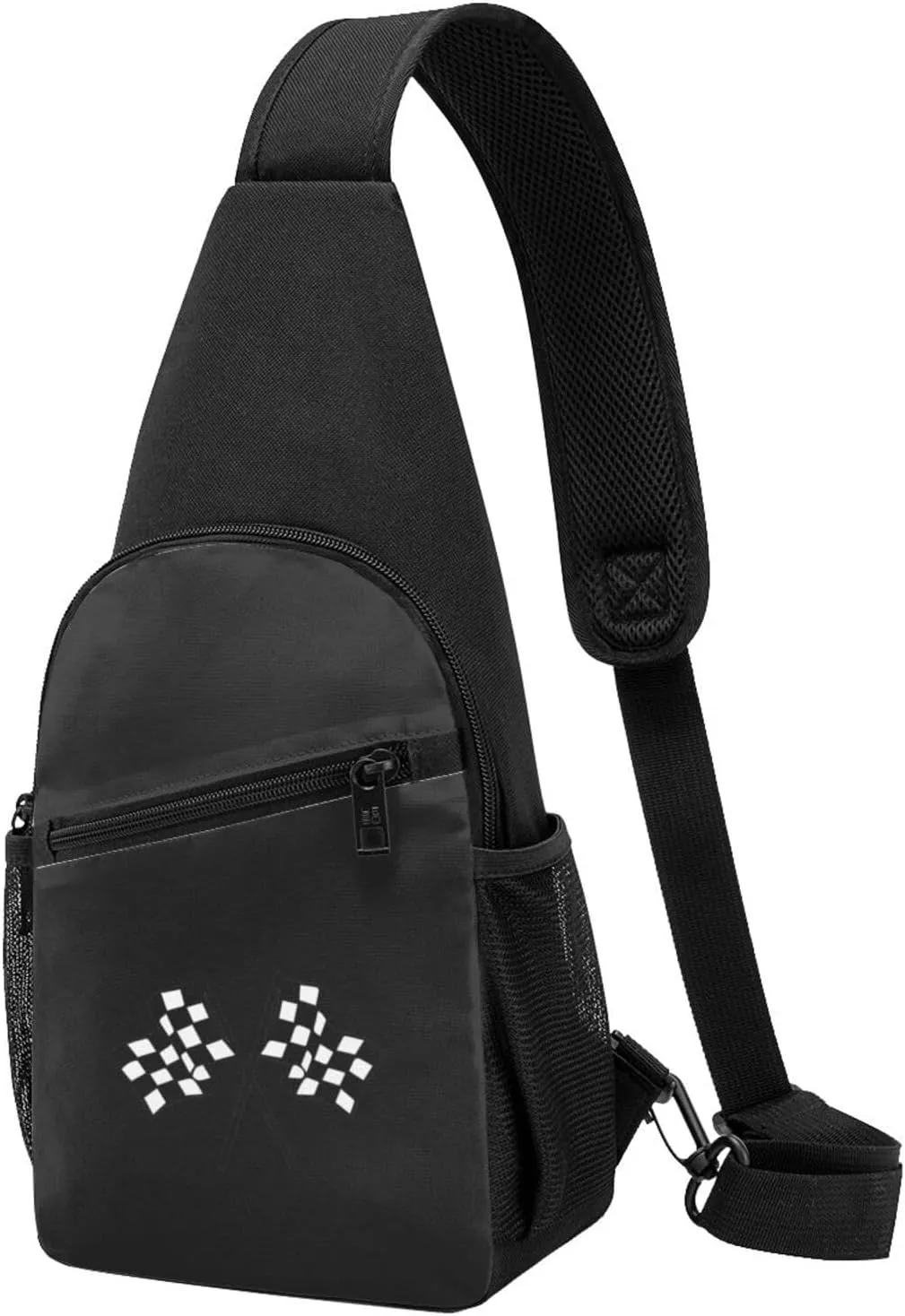 Checkered Flags Race Car Flag Unisex Chest Bag Lightweight Crossbody Shoulder Bag Travel Pocket Black