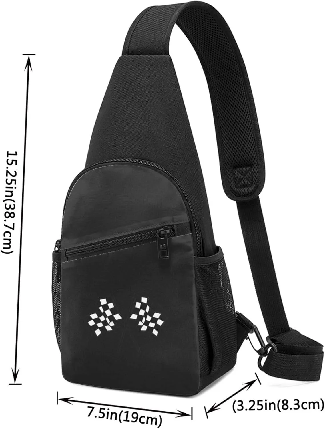 Checkered Flags Race Car Flag Unisex Chest Bag Lightweight Crossbody Shoulder Bag Travel Pocket Black