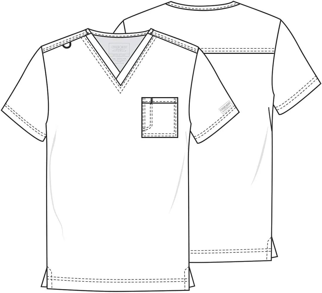 Cherokee Scrub Top for Women & Men, V-Neck Tuckable Medical Shirt with 1 Chest Pocket & ID Loop - WW625