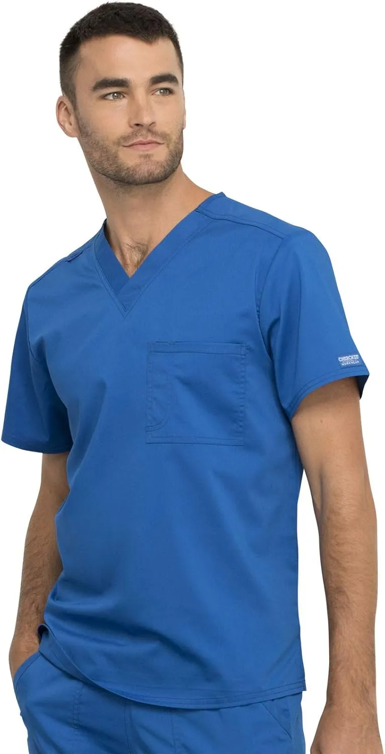 Cherokee Scrub Top for Women & Men, V-Neck Tuckable Medical Shirt with 1 Chest Pocket & ID Loop - WW625