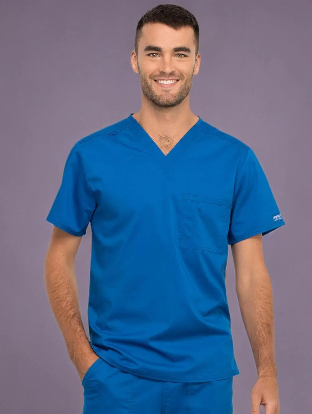 Cherokee Scrub Top for Women & Men, V-Neck Tuckable Medical Shirt with 1 Chest Pocket & ID Loop - WW625
