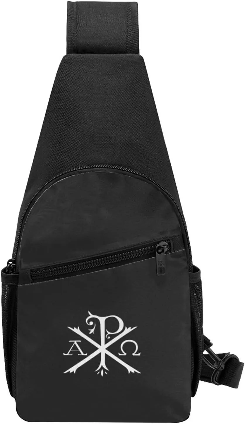 Chi Rho Alpha Christian Cross Flag Unisex Chest Bag Lightweight Crossbody Shoulder Bag Travel Pocket