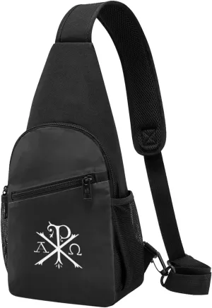 Chi Rho Alpha Christian Cross Flag Unisex Chest Bag Lightweight Crossbody Shoulder Bag Travel Pocket