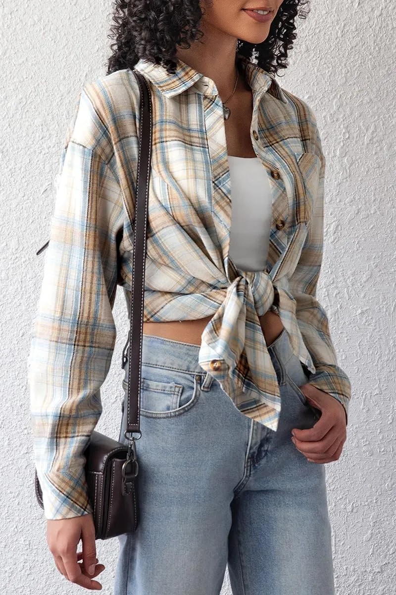 CHYRII Womens Button Down Flannel Shirts Long Sleeve Plaid Shackets Business Casual Blouse Top