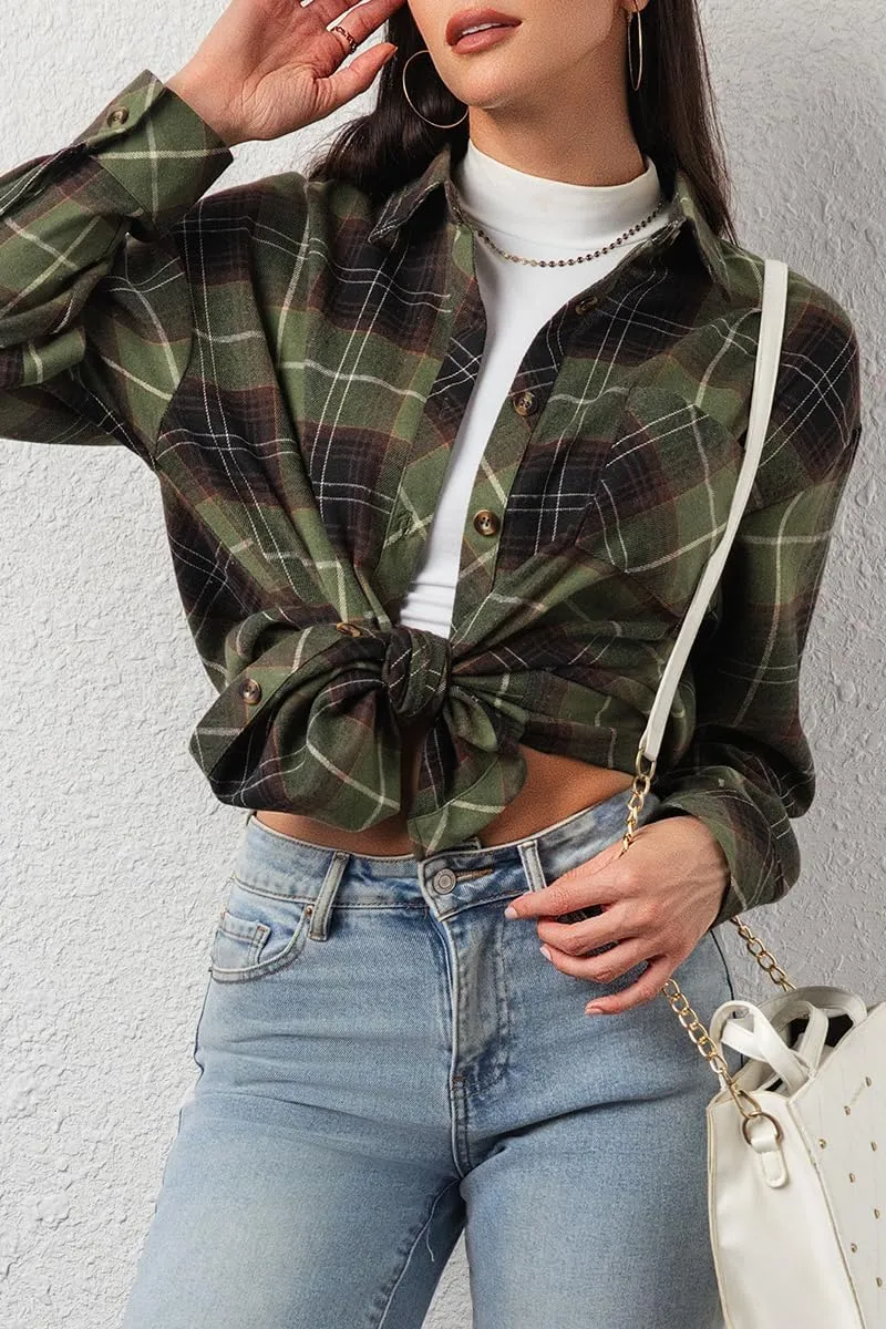 CHYRII Womens Button Down Flannel Shirts Long Sleeve Plaid Shackets Business Casual Blouse Top