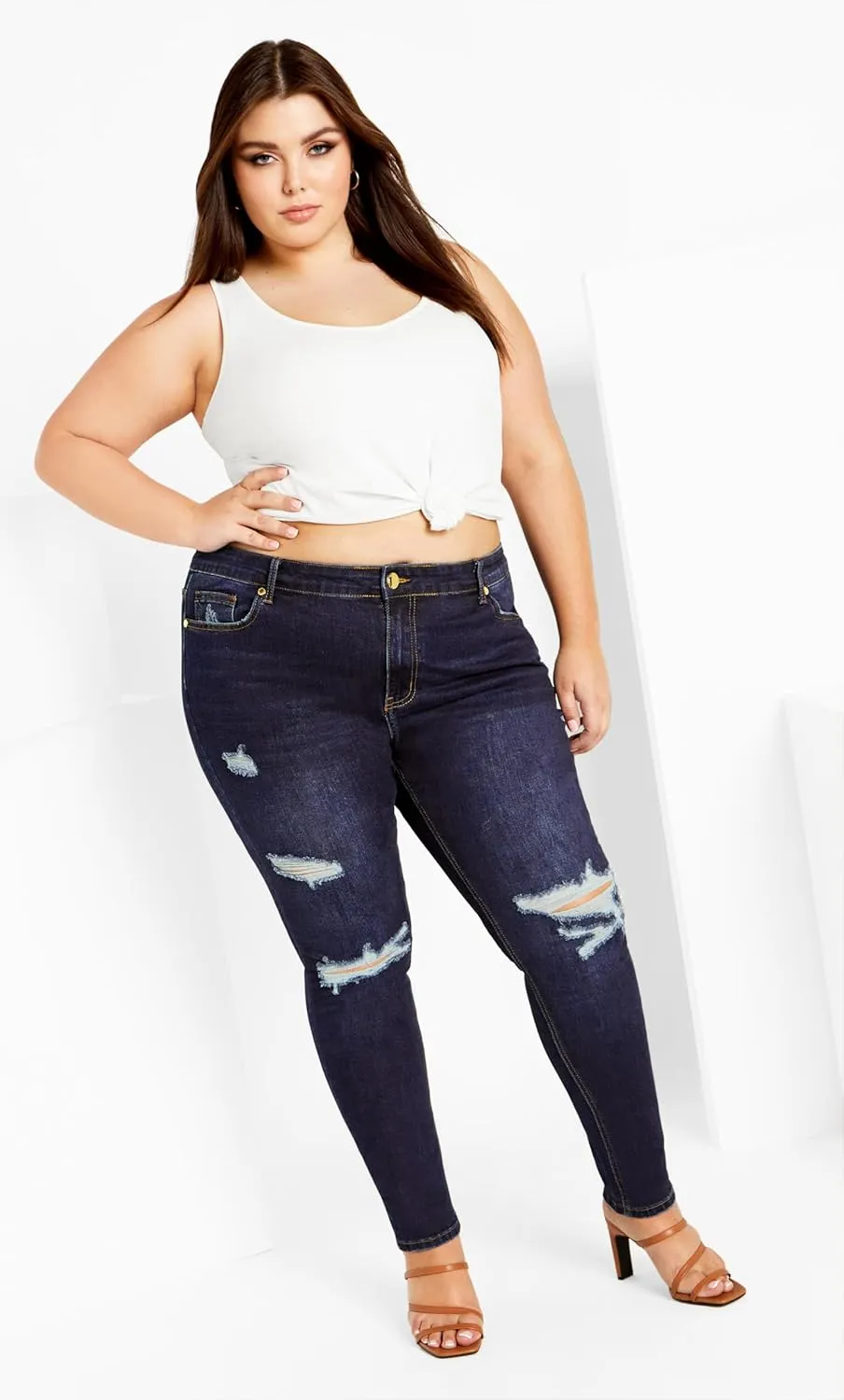 City Chic Women's Apparel Women's Asha JoJo Distressed Detail Crop Jean