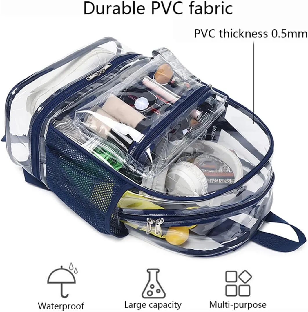 Clear Backpack Heavy Duty, See Through Backpack Purse, Gym Backpack with Laptop and Shoe Compartment (Pink), 32*19*45cm