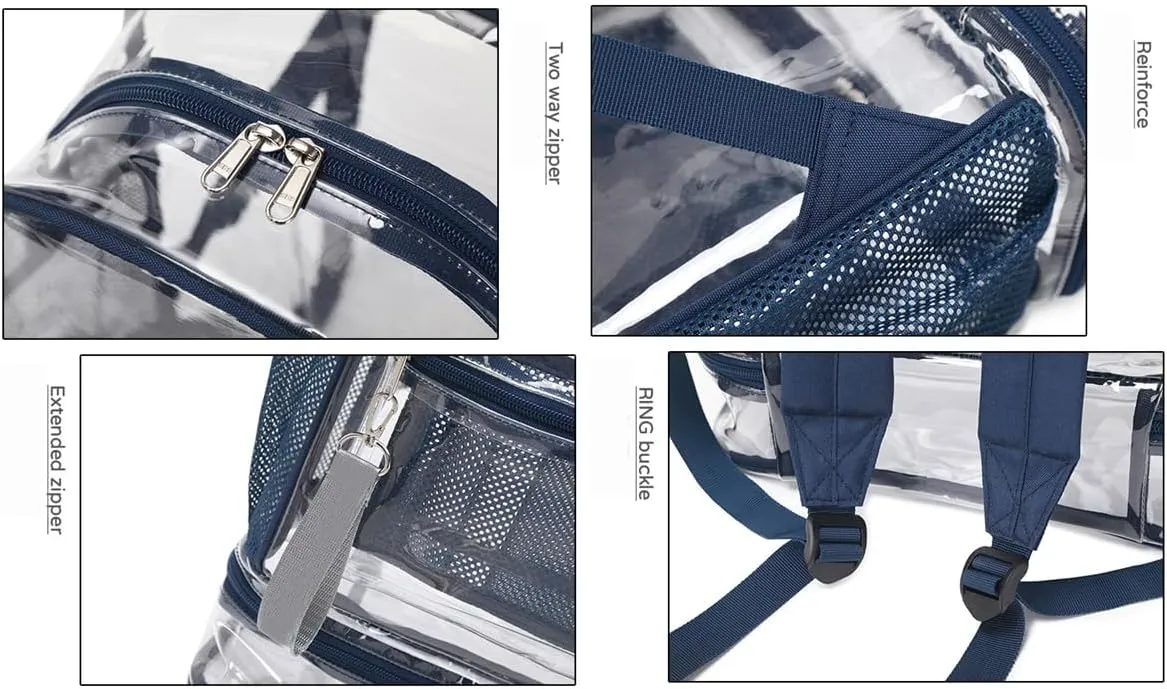 Clear Backpack Heavy Duty, See Through Backpack Purse, Gym Backpack with Laptop and Shoe Compartment (Pink), 32*19*45cm