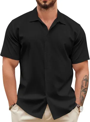 COOFANDY Men's Casual Button Down Shirts Short Sleeve Wrinkle-Free Summer Beach Wear