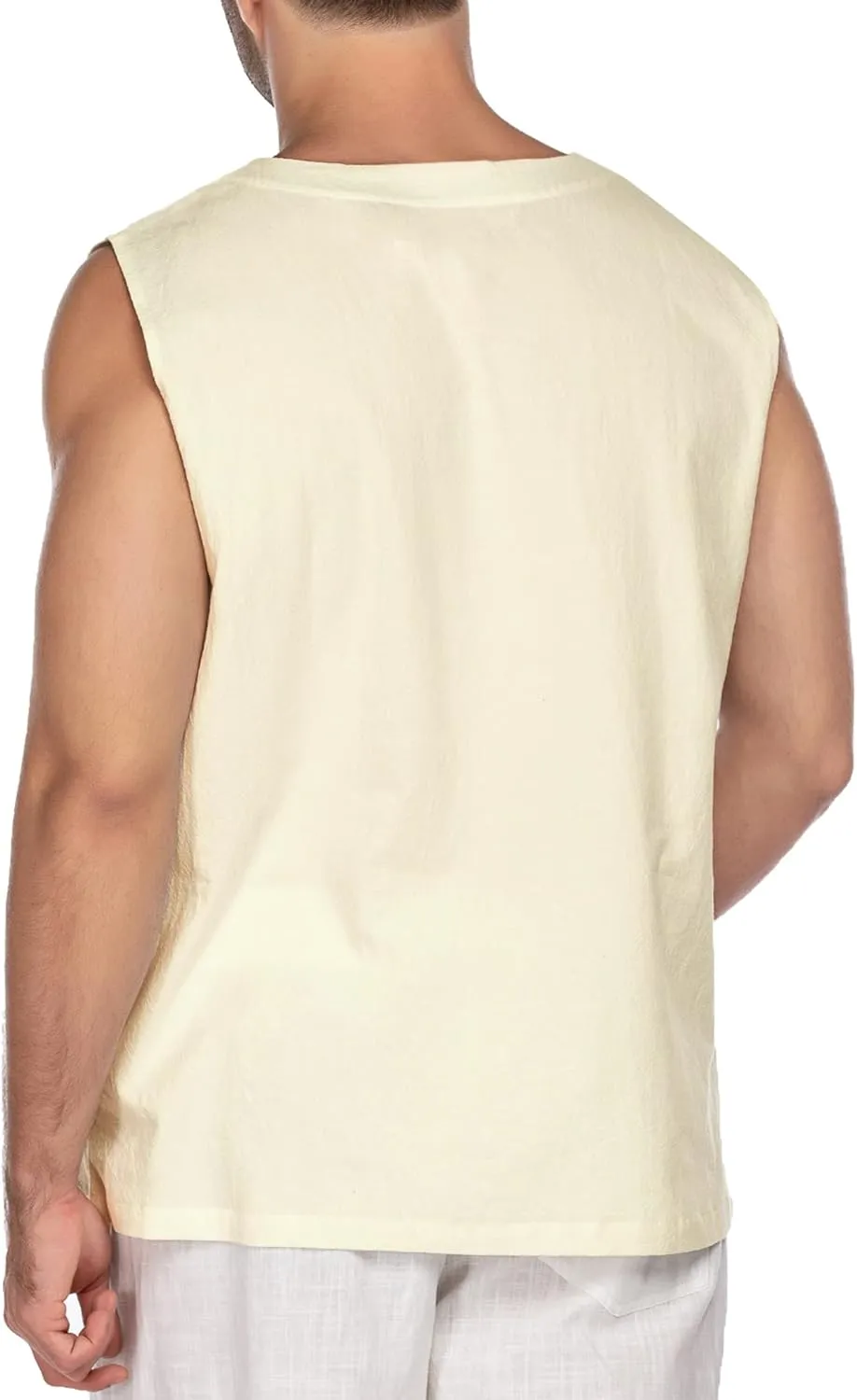 COOFANDY Men's Cotton Linen Tank Top Shirts Casual Sleeveless Lace Up Beach Hippie Tops Bohemian Renaissance Pirate Tunic