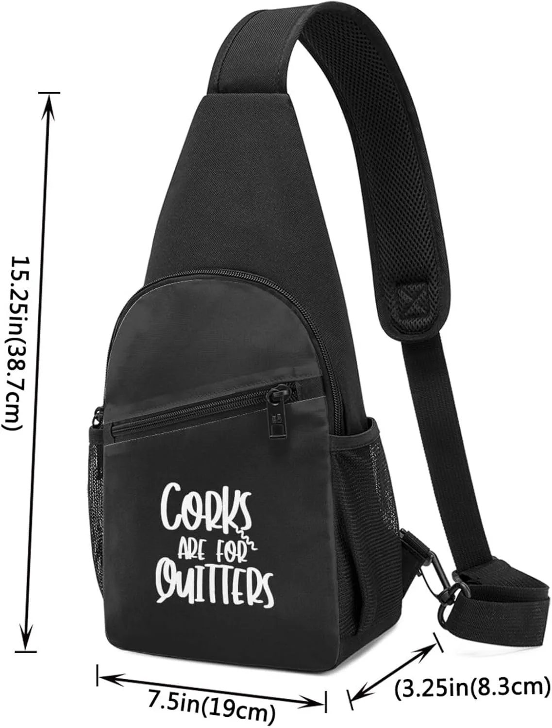 Corks Are For Quitters Unisex Chest Bag Lightweight Crossbody Shoulder Bag Travel Pocket Black