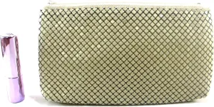 Cosmetic Bag with Zipper,Travel Makeup Pouch,Metal Mesh Portable for Girls Women (Beige)