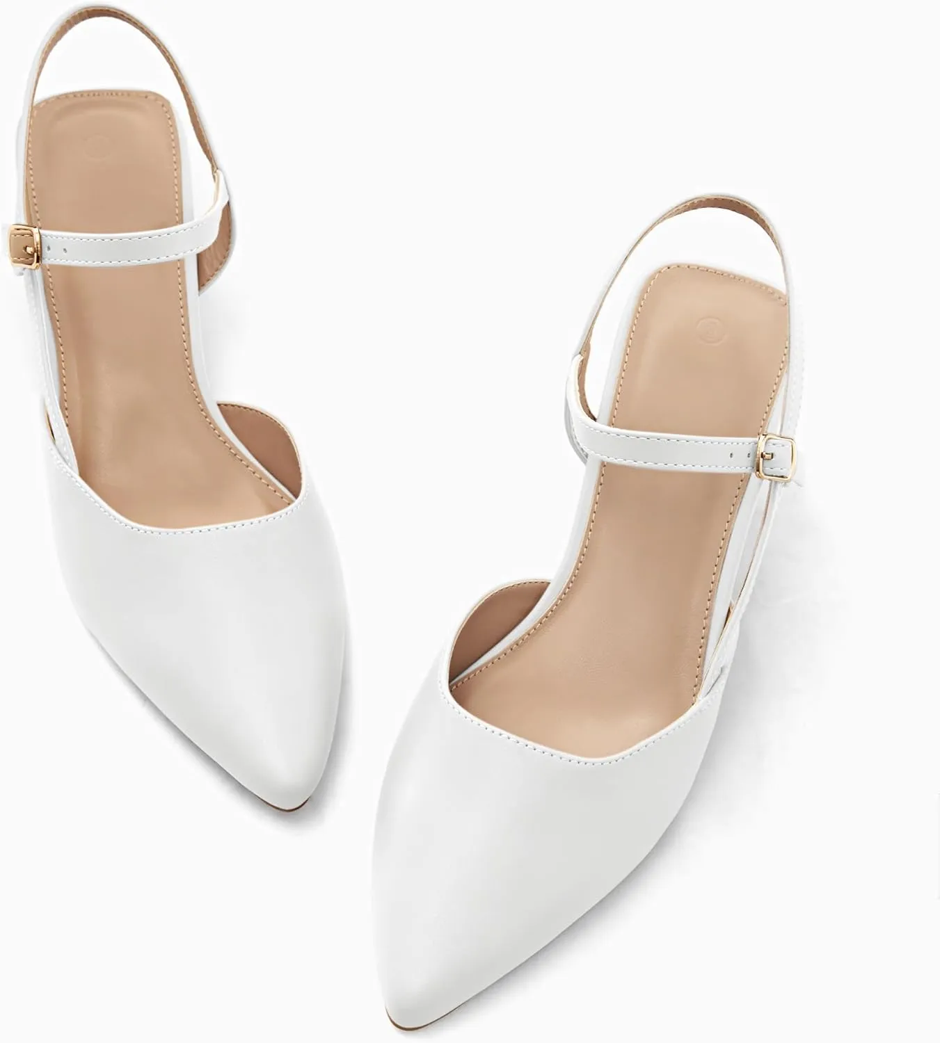Coutgo Women's Slingback Chunky Low Heels Closed Pointed Toe Heel Wedding Party Dress Pumps Shoes