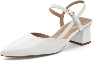 Coutgo Women's Slingback Chunky Low Heels Closed Pointed Toe Heel Wedding Party Dress Pumps Shoes