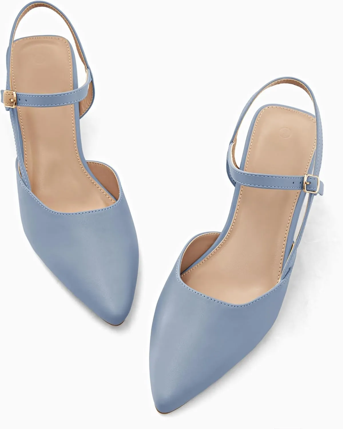 Coutgo Women's Slingback Chunky Low Heels Closed Pointed Toe Heel Wedding Party Dress Pumps Shoes