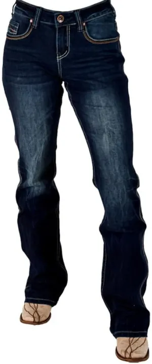 Cowgirl Tuff Western Jeans Womens Competitor Bootcut Dark Wash JCOMPT