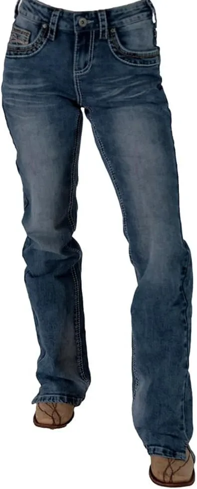 Cowgirl Tuff Western Jeans Womens DFMI Faded Medium Wash JDFADE