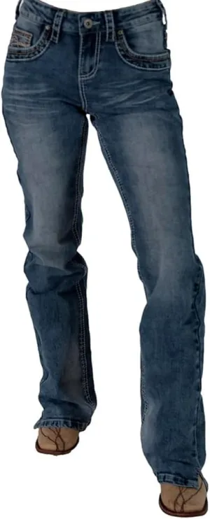 Cowgirl Tuff Western Jeans Womens DFMI Faded Medium Wash JDFADE