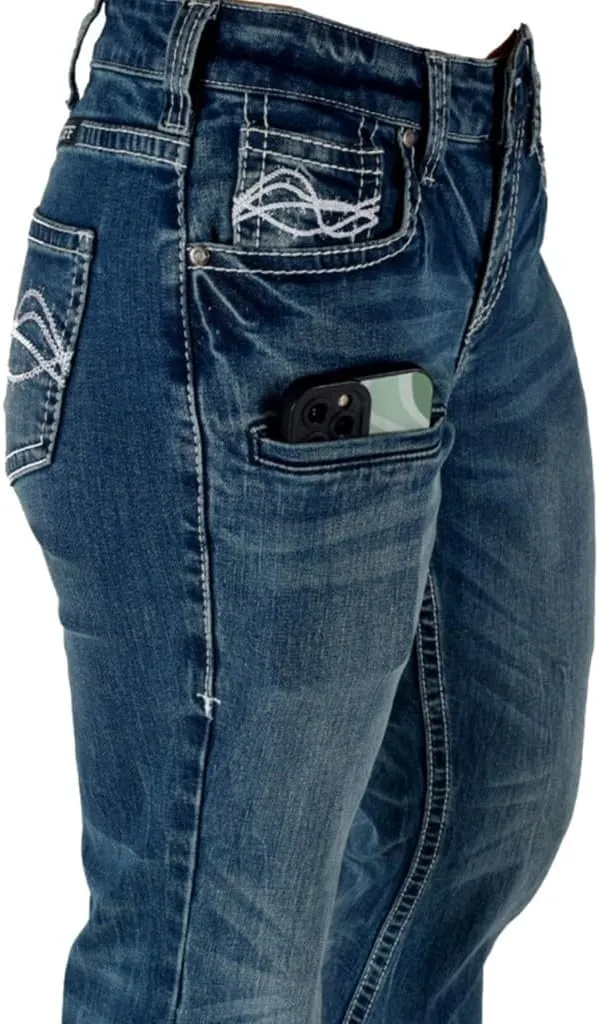 Cowgirl Tuff Western Jeans Womens Hippie Re-Run Medium Wash JHIPRR