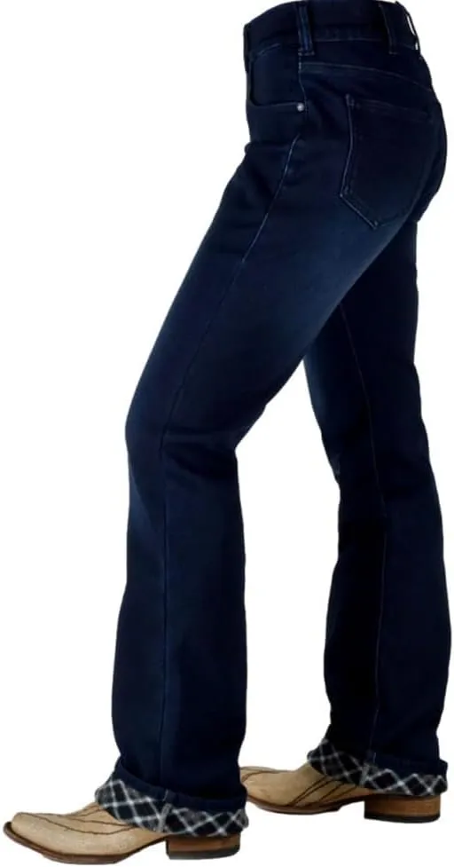 Cowgirl Tuff Western Jeans Womens Pull On Flannel Dark Wash JPULLF