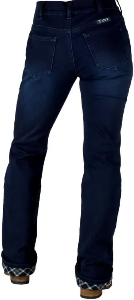 Cowgirl Tuff Western Jeans Womens Pull On Flannel Dark Wash JPULLF