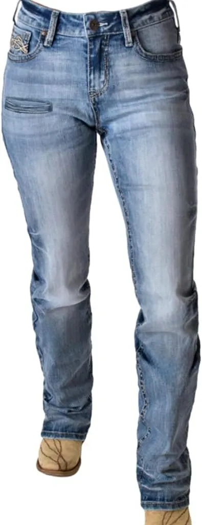 Cowgirl Tuff Western Jeans Womens Slay Bootcut Dark Wash JSLAYY