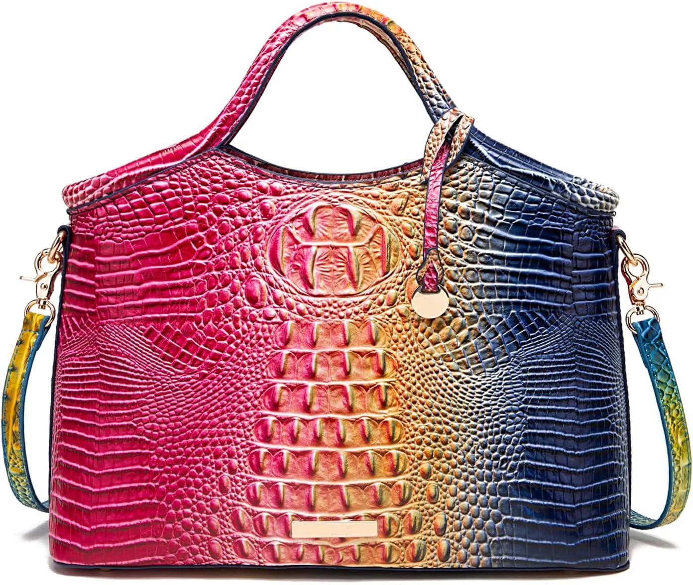 Crocodile Pattern Gradient Top Handle Satchel Large Capacity Tote Bag Casual Versatile Commuter Bag Leather
