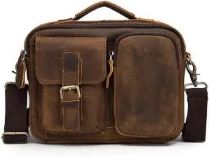 CSCDD Large Capacity First Layer Mad Horse Leather Cowhide Men's Single Shoulder Straddle Bag