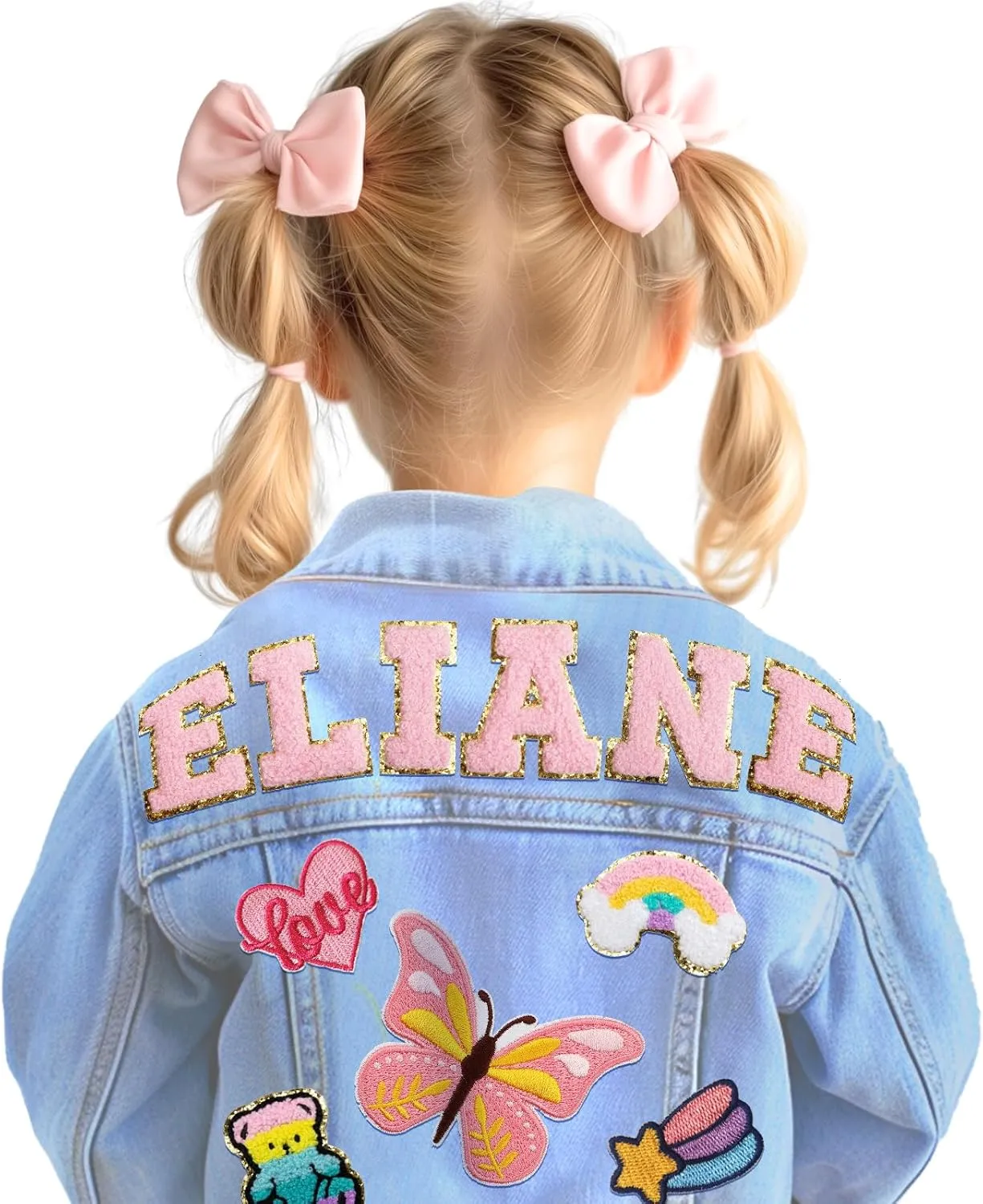 Custom Kids Patch Jean Jacket with Names | Easter Toddler Girls Clothes 1-8 Year Old Birthday Gifts for Boys Girls Spring Jacket, Personalized Denim Long Sleeve Fashion Outerwear Clothes