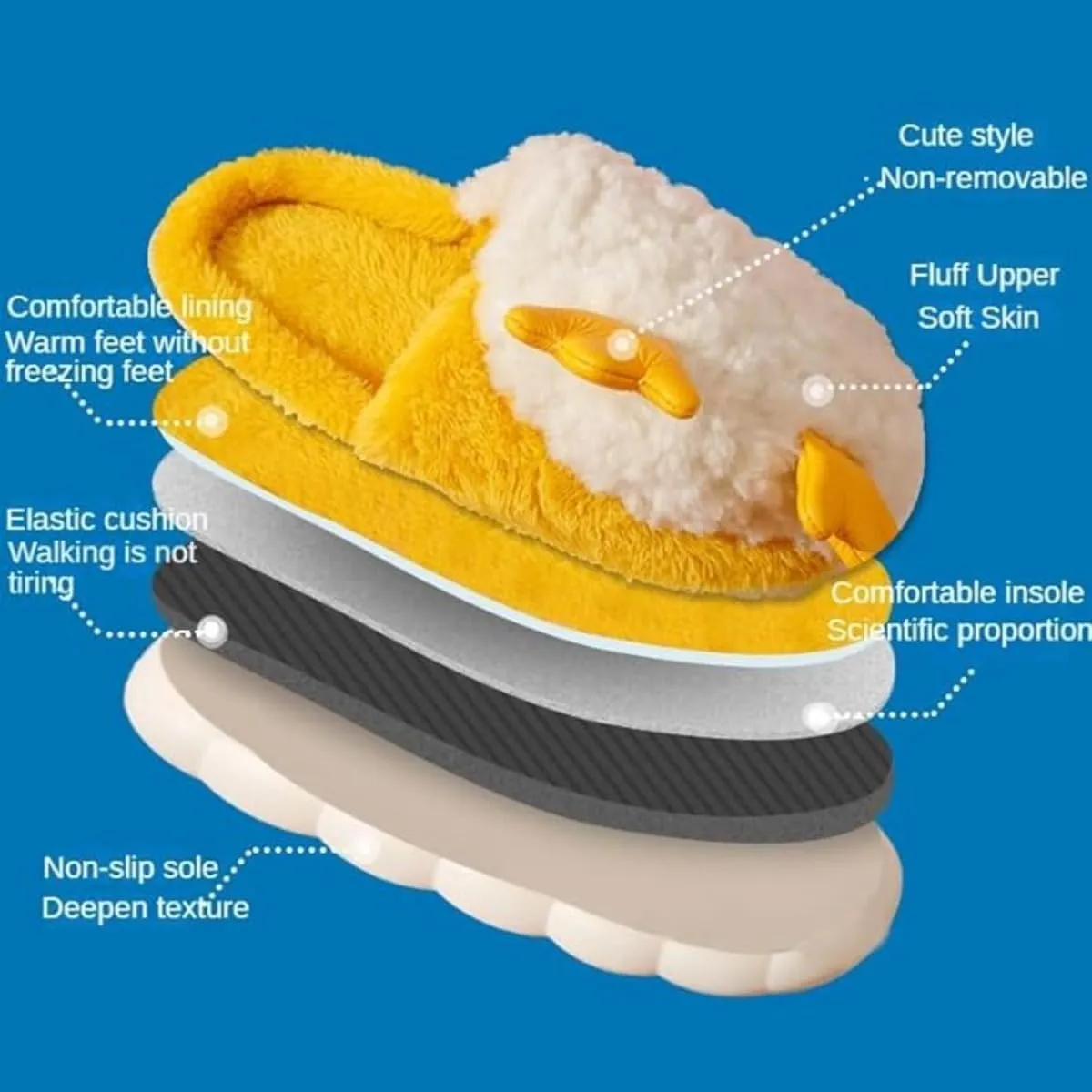 Cute Duck Furry Animal Slippers for Women Men Warm Fluffy Soft House Slippers Indoor Outdoor