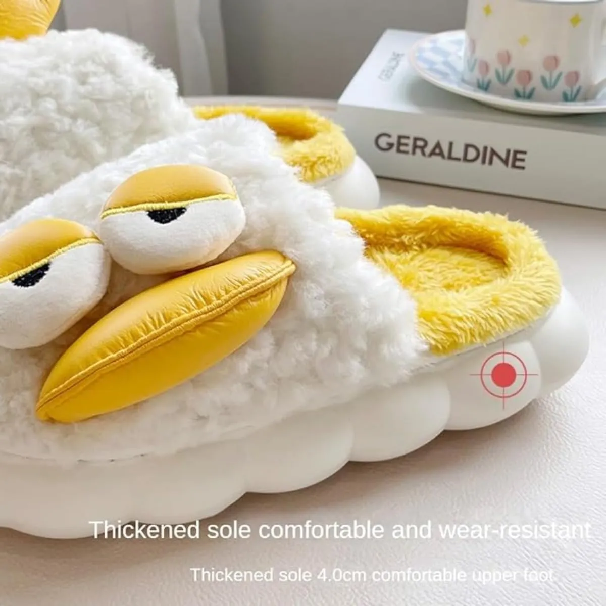 Cute Duck Furry Animal Slippers for Women Men Warm Fluffy Soft House Slippers Indoor Outdoor