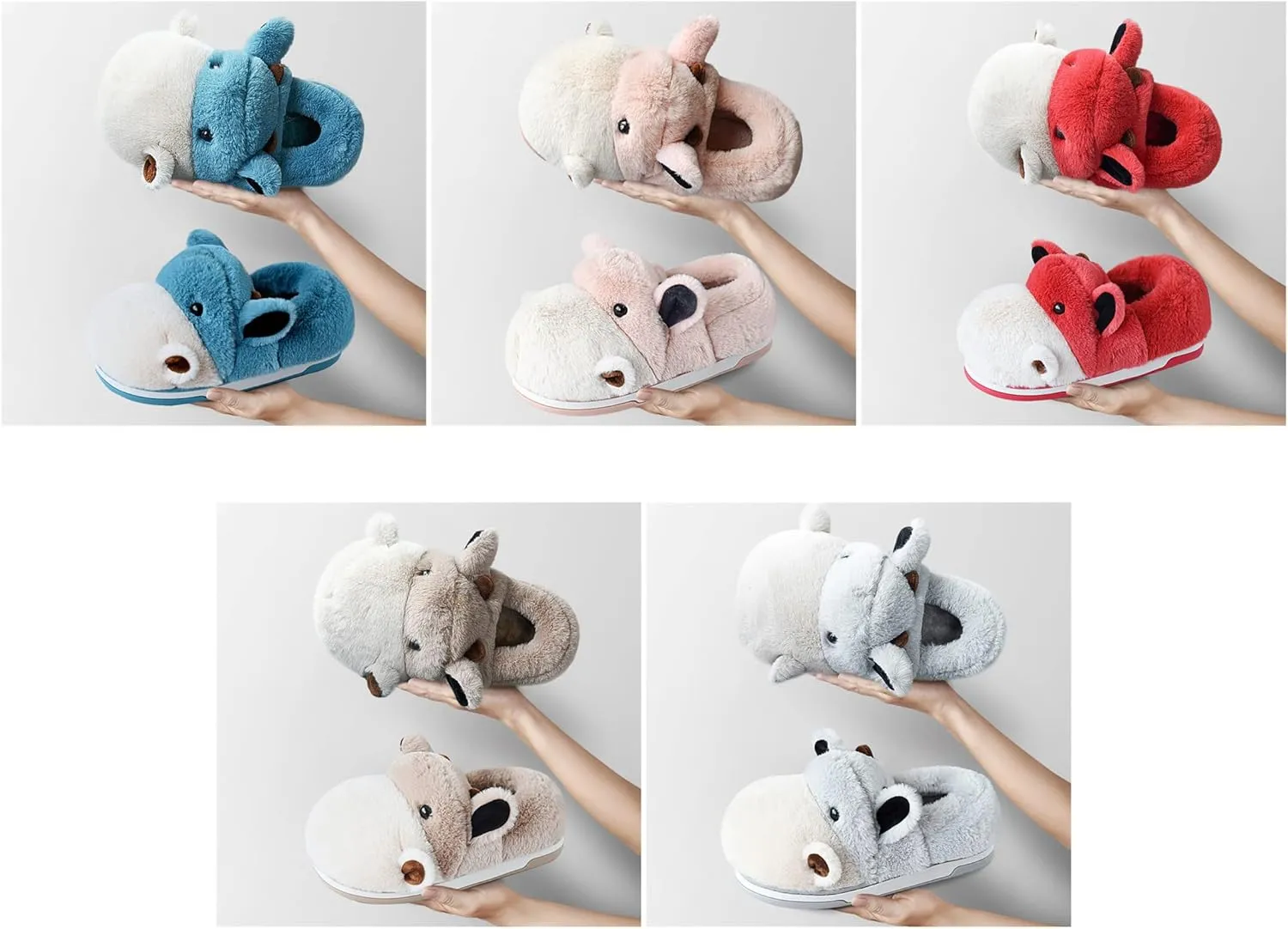 Cute Hippo Cartoon Animal Winter Warm Home Furry Slippers