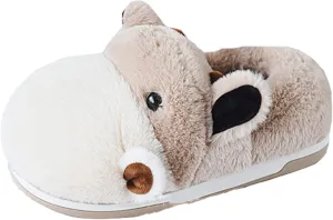 Cute Hippo Cartoon Animal Winter Warm Home Furry Slippers