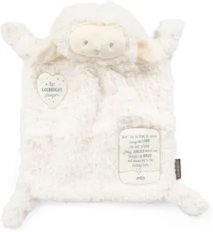 DEMDACO Clean White Fuzzy Lamb Goodnight Prayer Polyester Plush Children's Stuffed Animal Blankie