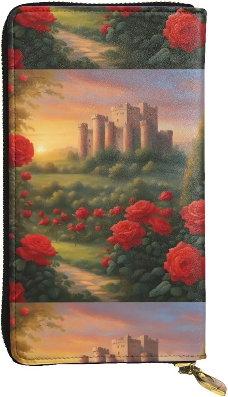 Distant Castle Unisex Leather Zipper Wallet Cosmetic Bag For Party Travel Holiday Gifts