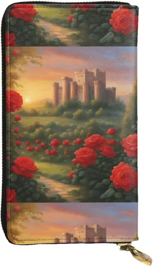 Distant Castle Unisex Leather Zipper Wallet Cosmetic Bag For Party Travel Holiday Gifts
