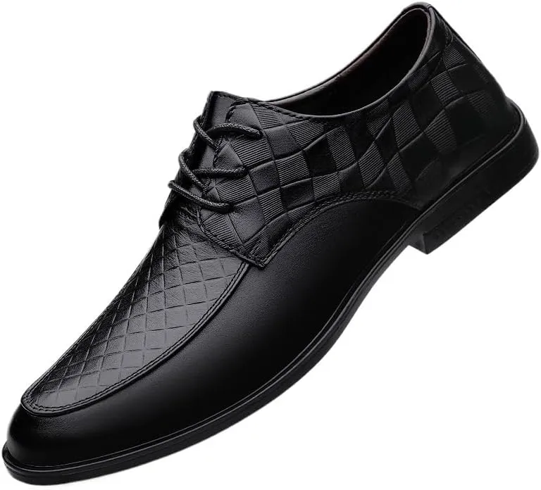 Dress Formal Shoes for Men Vintage Lace Up Casual Brogue Faux Leather Non Slip Rubber Sole Slip Resistant Anti-Slip Office Business