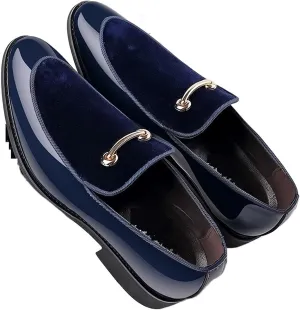 Dress Shoes for Men Men's Faux Patent Leather Loafers Stylish Business Moccasins for Spring & Autumn Weddings